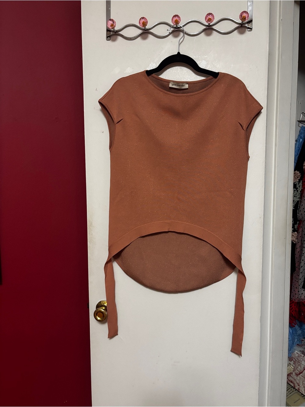 Women's Rust Tie-Hem Short Sleeve Tunic